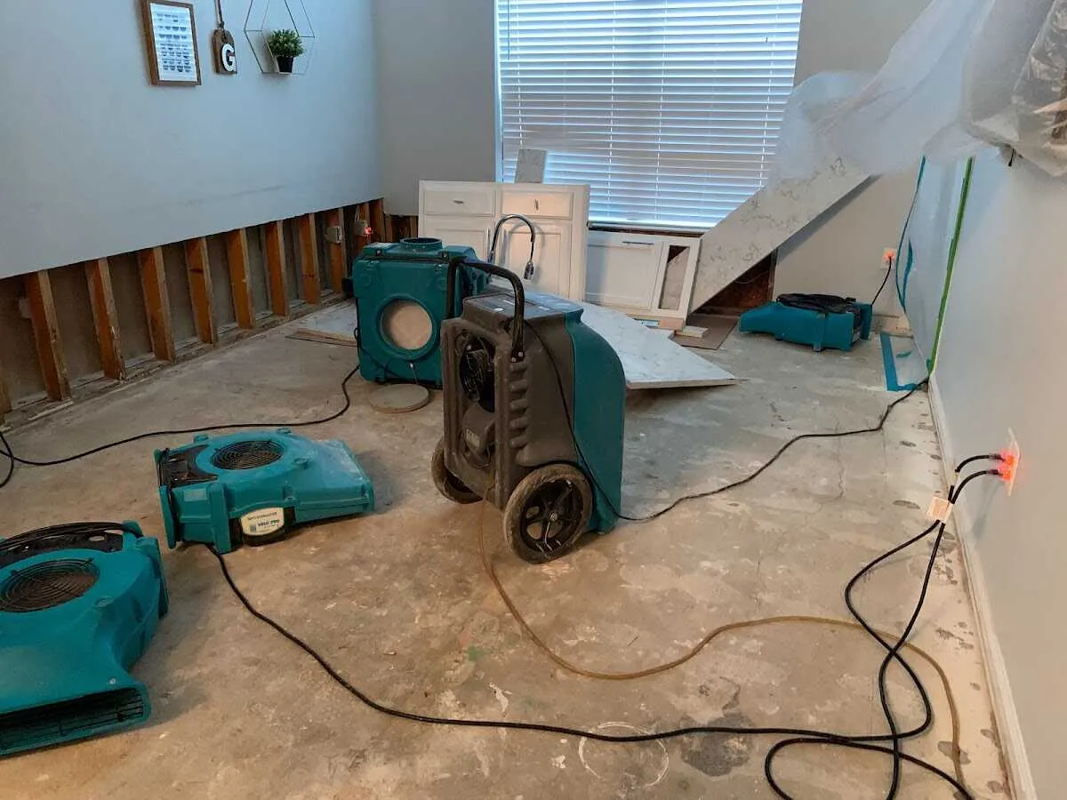 Dehumidifier in flood-cut room for Water Damage Restoration in Coeymans